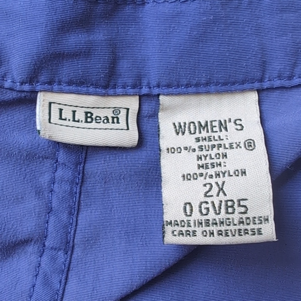 LL Bean Nylon Drawstring Elastic Waist Quick Dry Shorts Blue Purple Packable 2X - Picture 2 of 7
